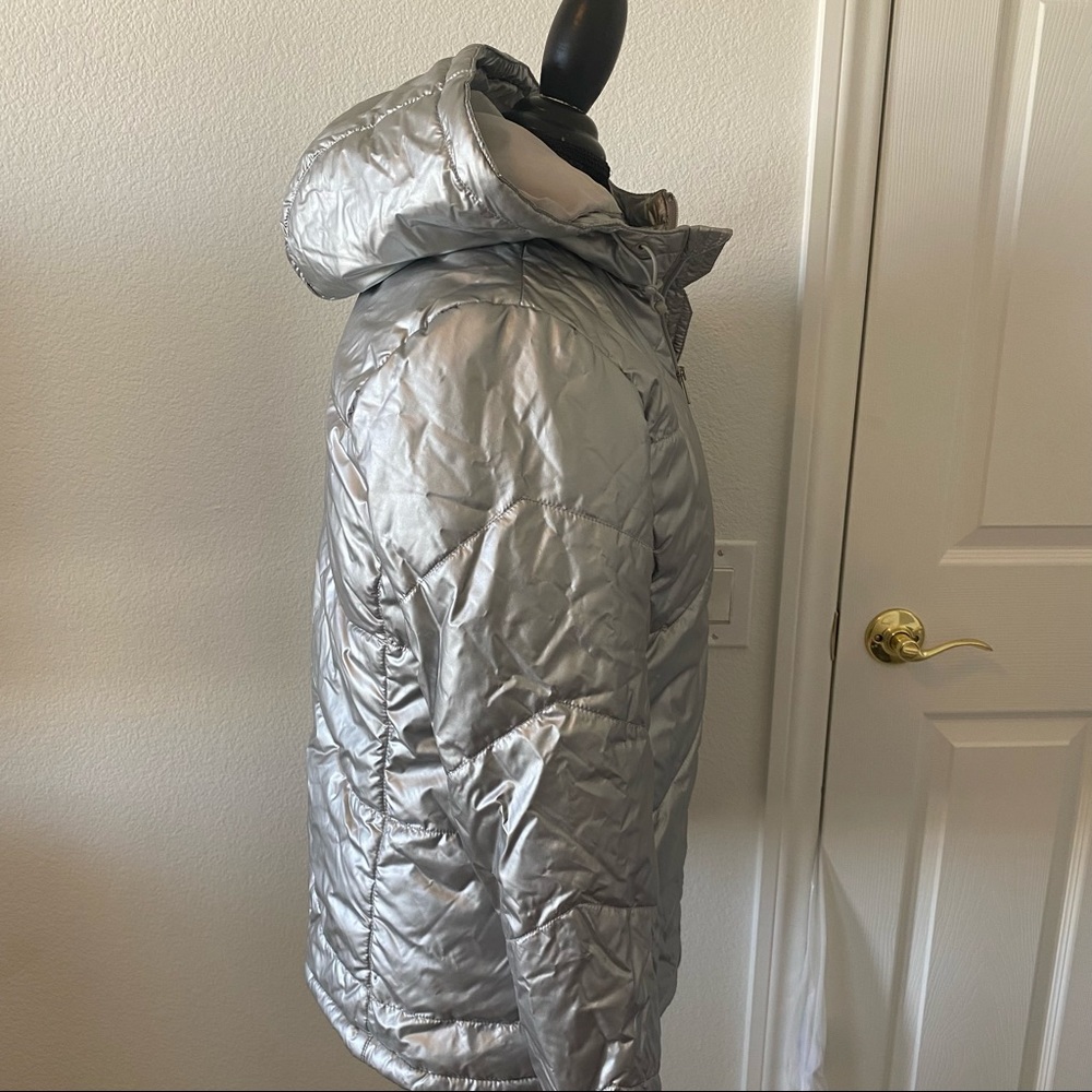 Puma Hooded Puffer Jacket Size Medium Silver - Picture 15 of 16